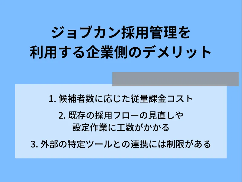 ジョブカン採用管理を利用する企業側のデメリット