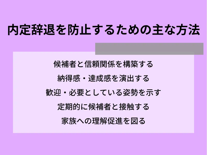 内定辞退を防止するための主な方法
