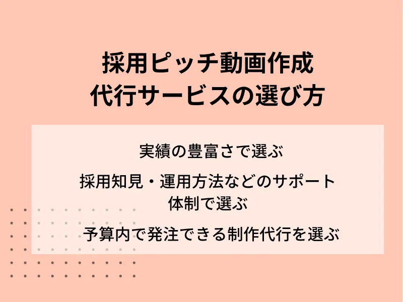 採用ピッチ動画作成代行サービスの選び方