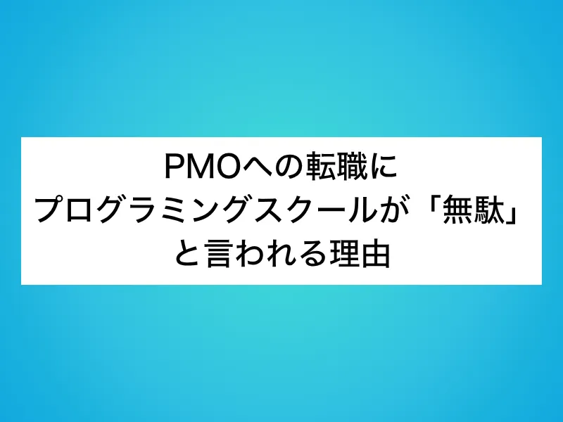PMOへの転職にプログラミングスクールが「無駄」と言われる理由