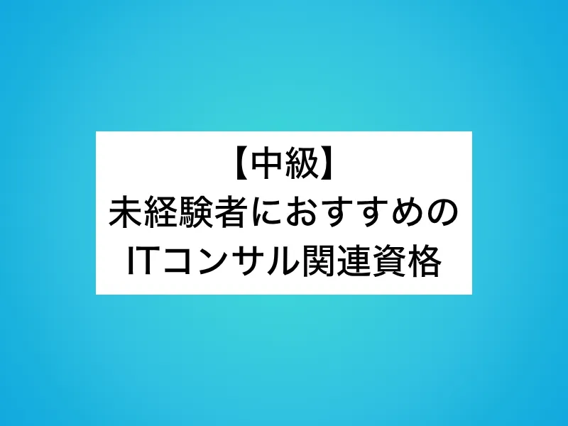 【中級】未経験者におすすめのITコンサル関連資格