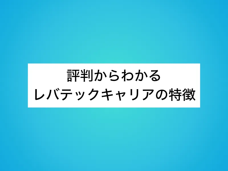 評判からわかるレバテックキャリアの特徴