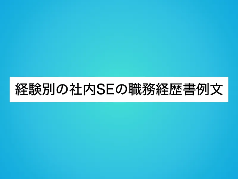 経験別の社内SEの職務経歴書例文