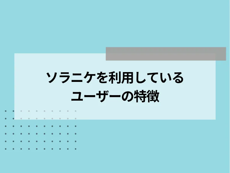 SORANIKE(ソラニケ)を利用しているユーザーの特徴